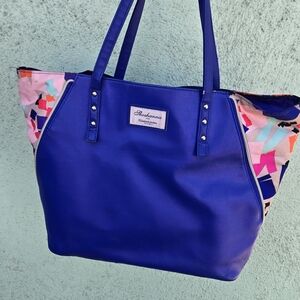 Blue Tote Bag with Colorful Accents